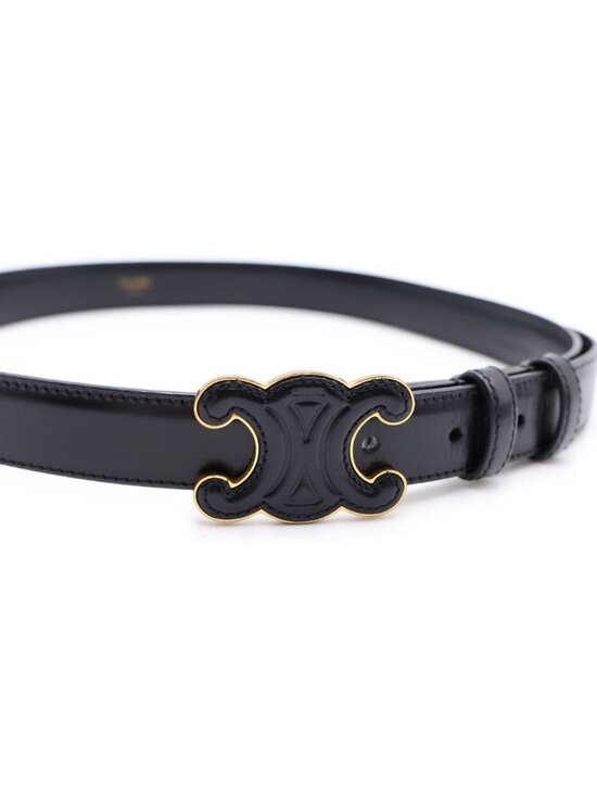 Celine Triomphe Leather Belt Black Gold main image 4